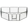 Dog Playpen 8 Panels Steel 31.5"x23.6" Black