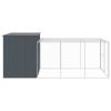 Dog House with Run Anthracite 84.3"x179.9"x71.3" Galvanized Steel