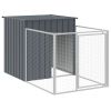 Dog House with Run Anthracite 43.3"x480.7"x43.3" Galvanized Steel