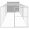 Dog House with Run Light Gray 84.3"x420.9"x71.3" Galvanized Steel