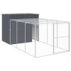 Dog House with Run Anthracite 84.3"x179.9"x71.3" Galvanized Steel