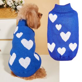 Pet Clothes Valentine's Day New Year Love Dog Knitted Sweater (Option: Blue-M)