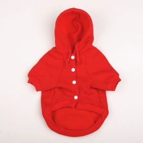 Autumn And Winter Pet Clothes With Coat And Cap Hoodies (Option: Red-L)