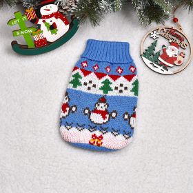 Dog Cat Sweater Pet Clothes Clothing (Option: Blue Snowman-12)