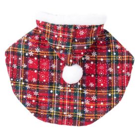 Cat Christmas Cape Hat Plush Shawl (Option: Plaid Christmas Cloak-M)