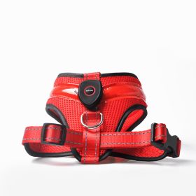 Pet Supplies LED Luminous Dog Chest Strap Rechargeable Mesh Luminous Harness (Option: Red-L)