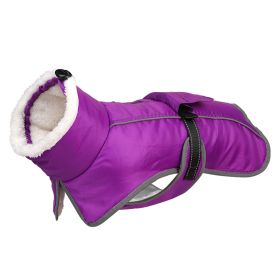 Winter Large Dog Golden Retriever Jarre Aero Bull Corgi Puppy Clothes Warm (Option: Purple-L)